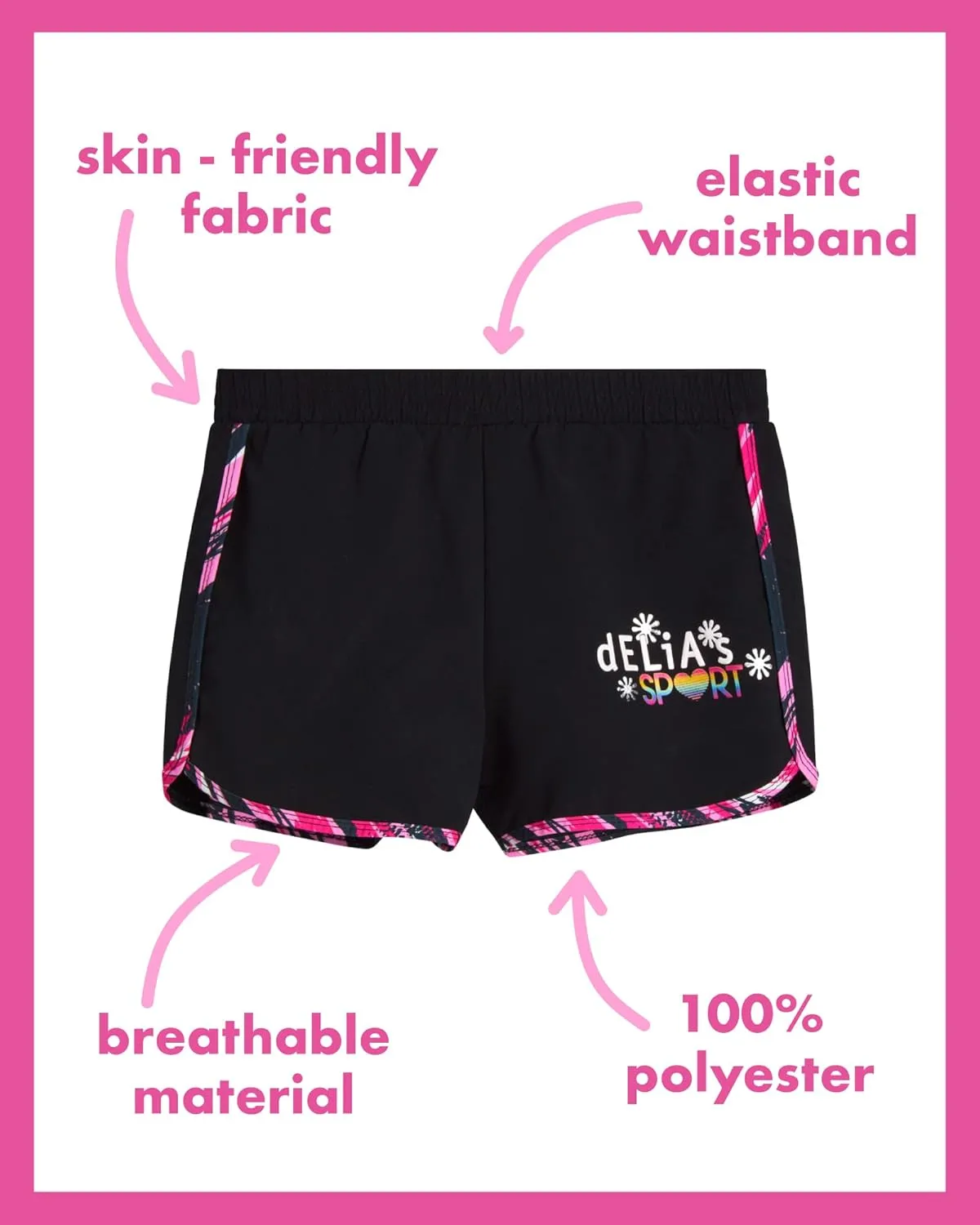 Girls Athletic Shorts - 4 Pack Woven Activewear Dolphin Shorts for Girls with Fanny Pack (Sizes: 4-16)