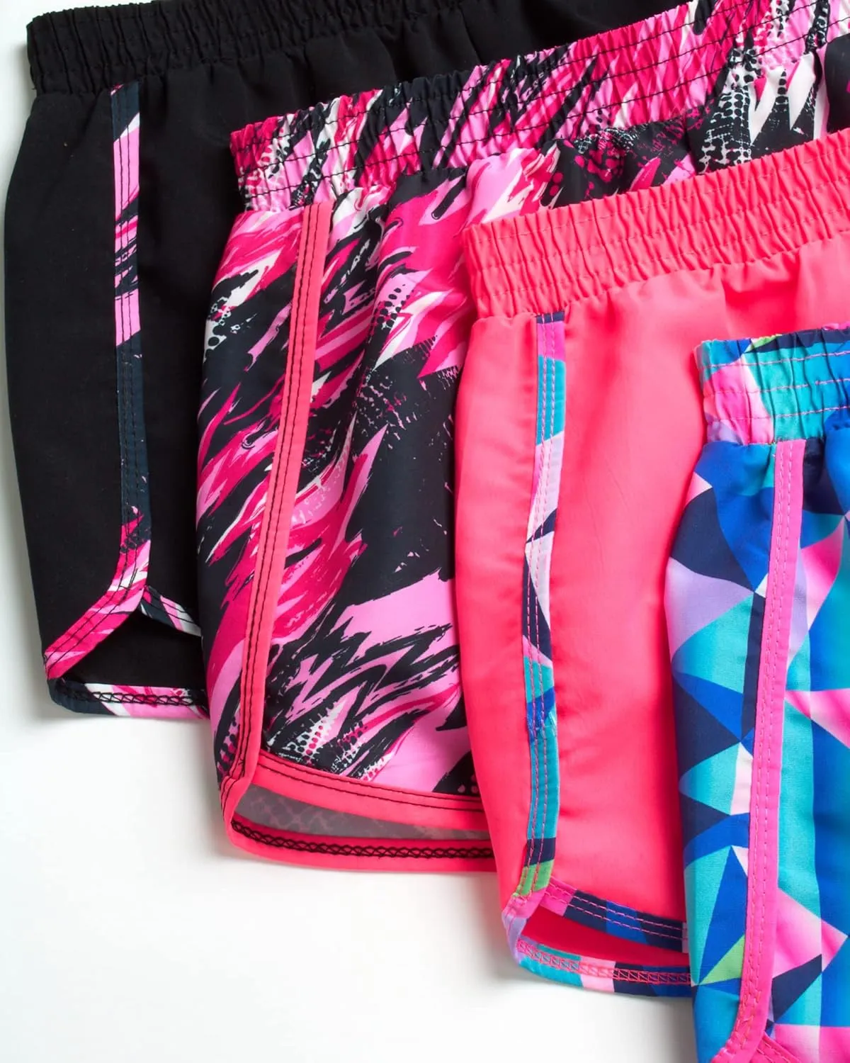 Girls Athletic Shorts - 4 Pack Woven Activewear Dolphin Shorts for Girls with Fanny Pack (Sizes: 4-16)