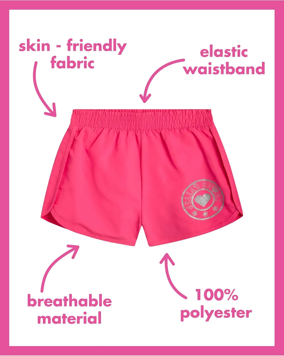Girls Athletic Shorts - 4 Pack Woven Activewear Dolphin Shorts for Girls with Fanny Pack (Sizes: 4-16)