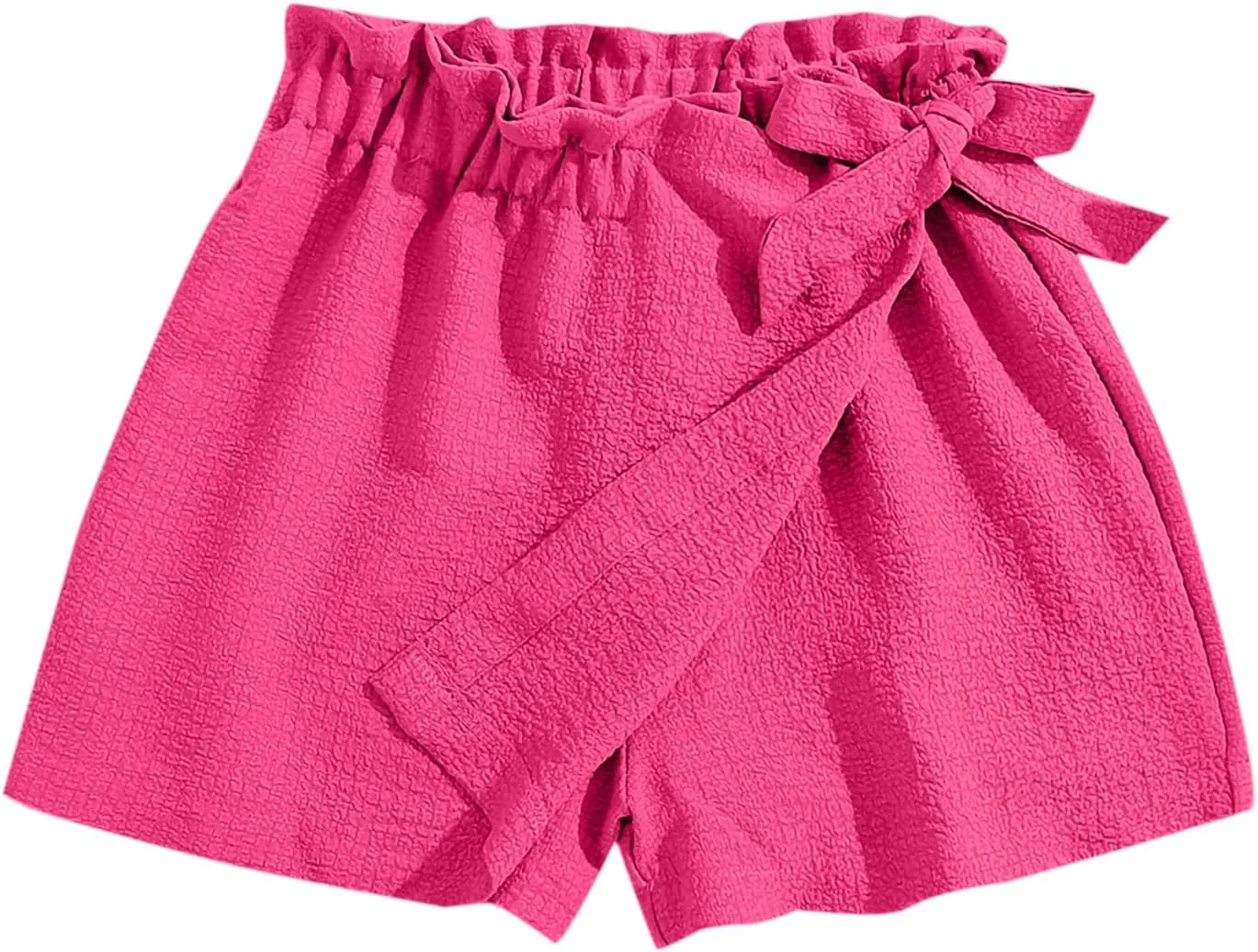 Girls' Casual Ruffled Paperbag Waist Shorts Tie Side Wide Leg Shorts