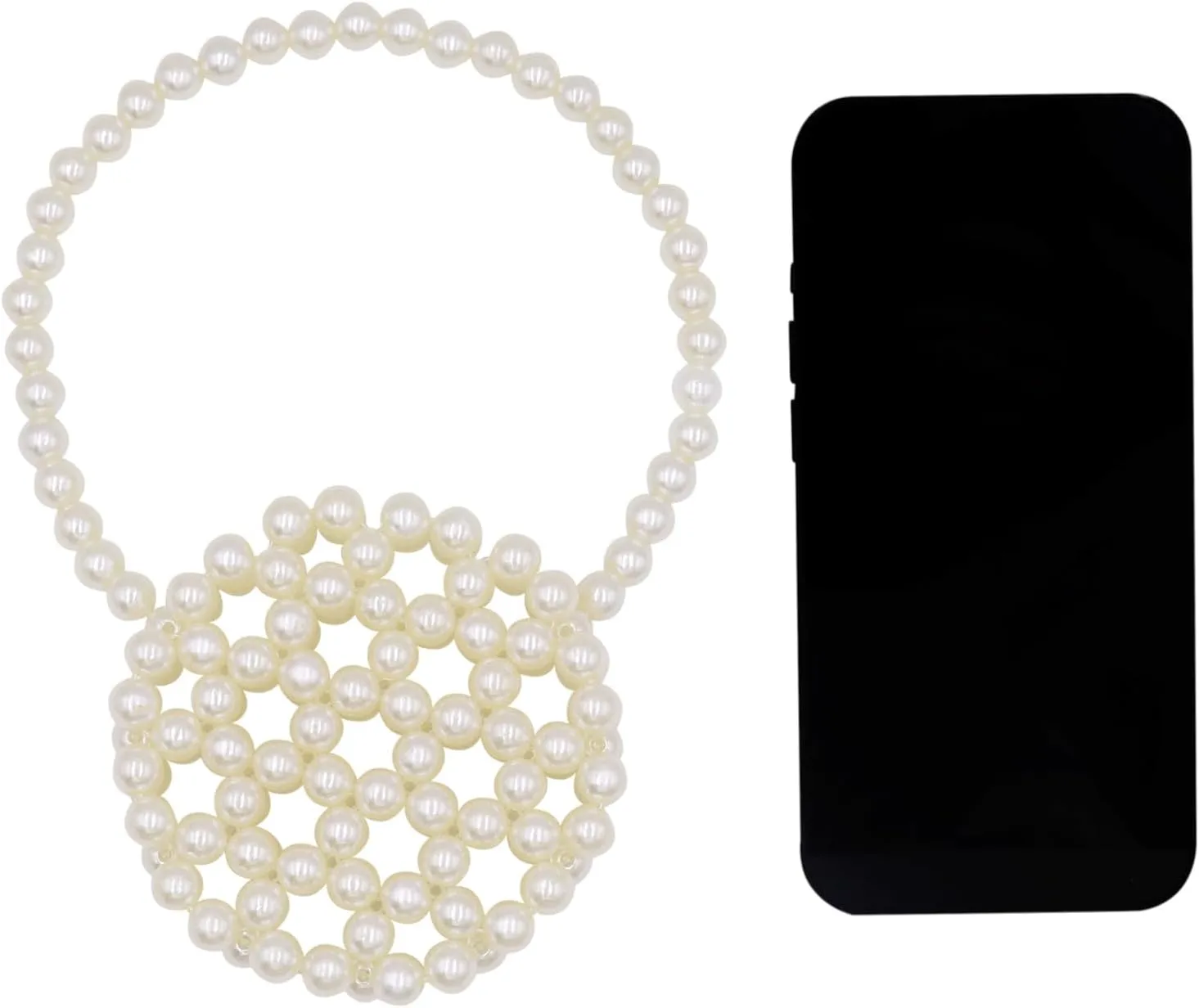 Girls White Beaded Pearl Handbag - Vintage Pearl Clutch Mini Evening Bag for Party Wedding
