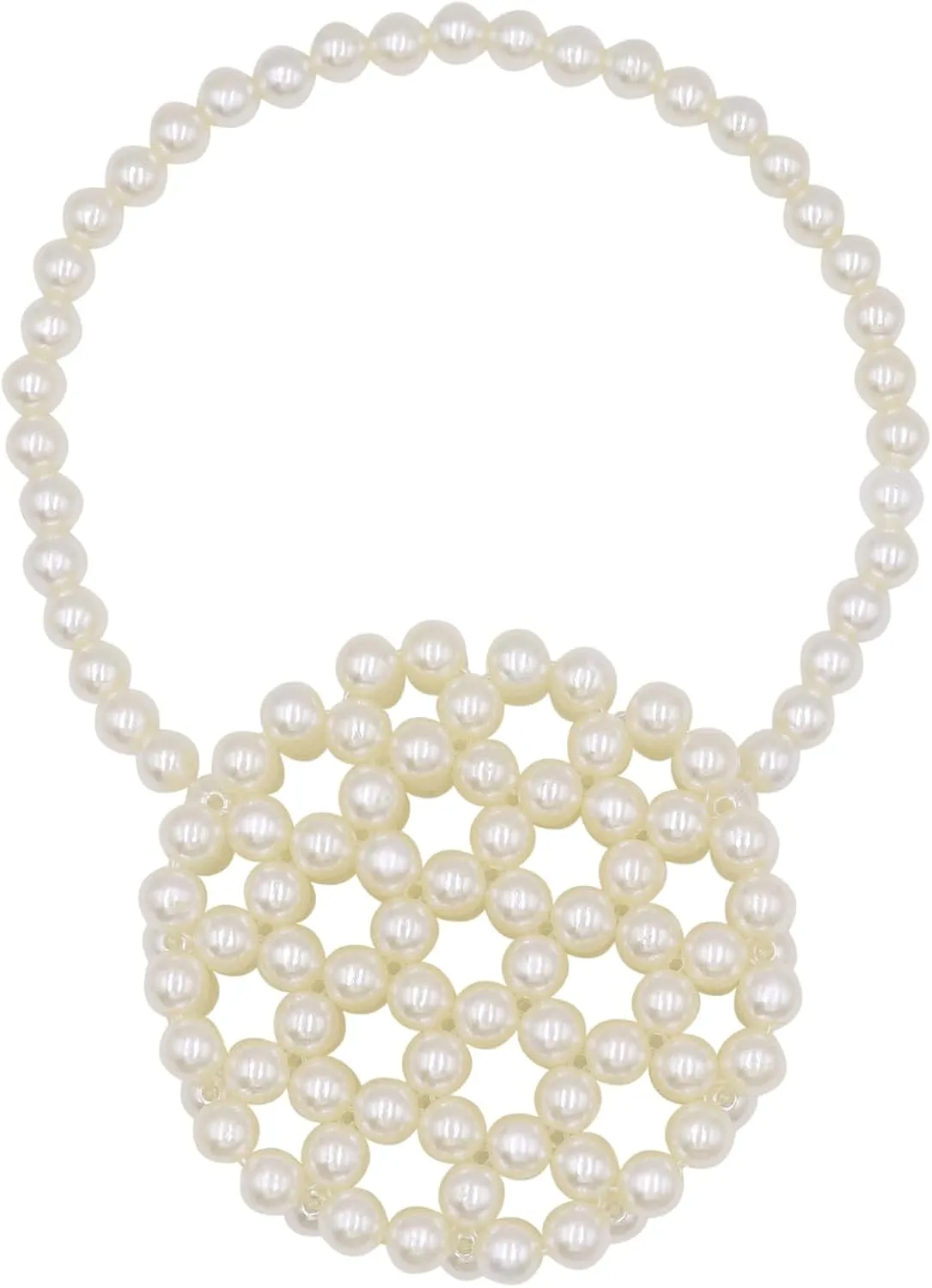 Girls White Beaded Pearl Handbag - Vintage Pearl Clutch Mini Evening Bag for Party Wedding