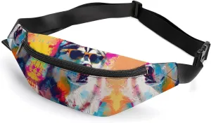 Glasses Husky Dog Crossbody Fanny Pack Waist Packs Adjustable Shoulder Bags Sling Bag for Hiking Running Cycling