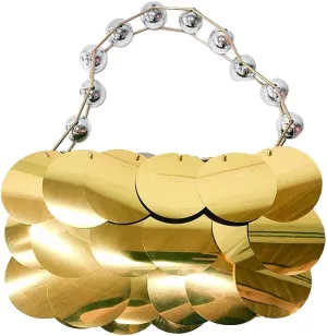 Glitter Ladies Beaded Evening Bag Round Sequin Clutch Shining Pearl Beads Handbag for Party Cocktail Prom