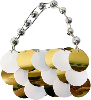 Glitter Ladies Beaded Evening Bag Round Sequin Clutch Shining Pearl Beads Handbag for Party Cocktail Prom