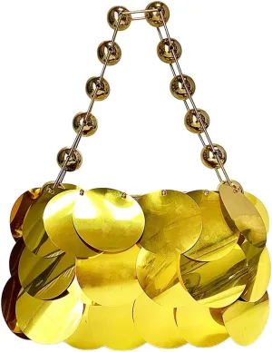 Glitter Ladies Beaded Evening Bag Round Sequin Clutch Shining Pearl Beads Handbag for Party Cocktail Prom