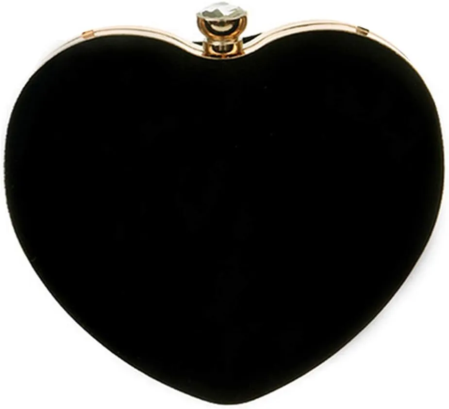 Goclothod Women Heart Shape Clutch Purse Velvet Shoulder Bag Evening Handbags
