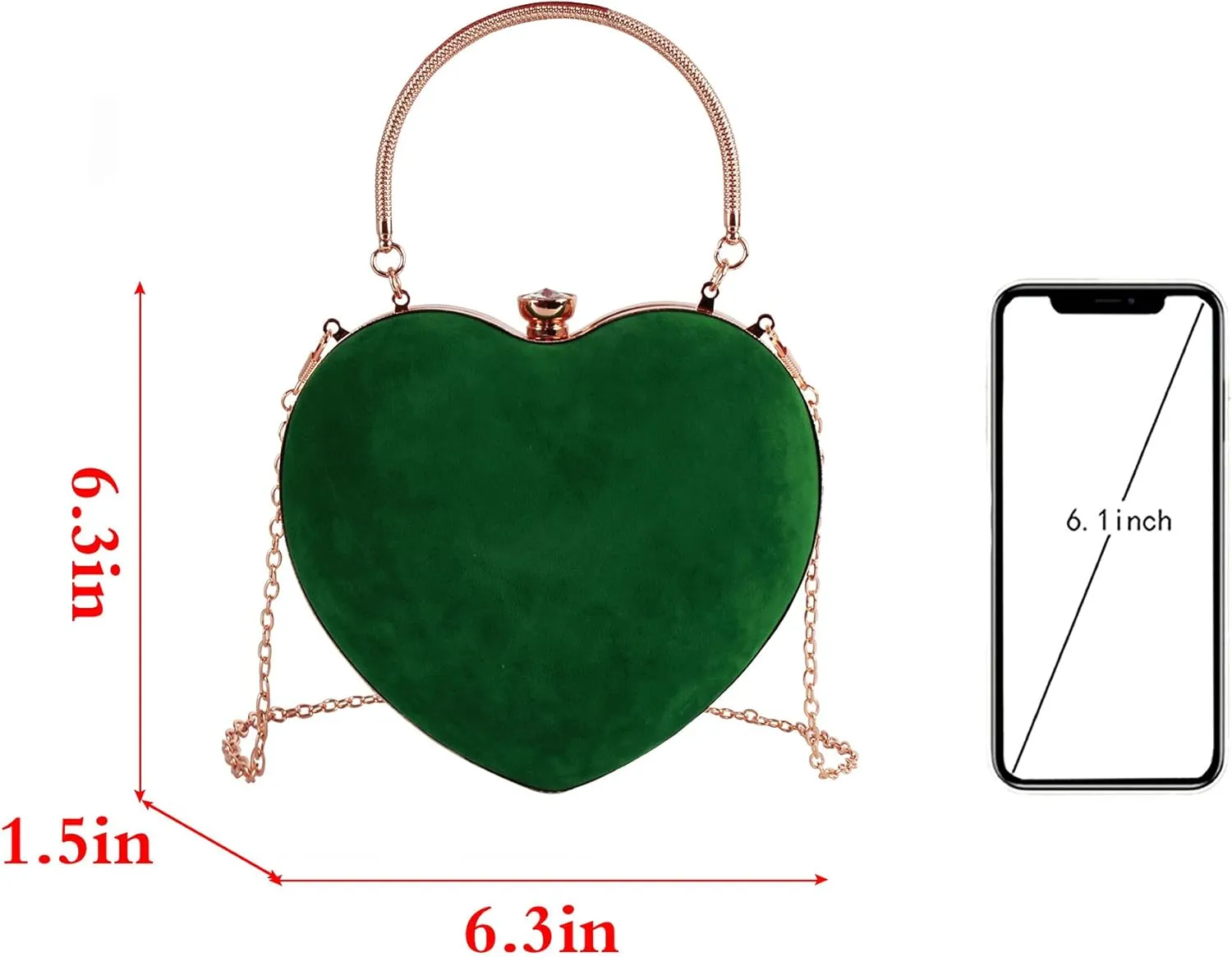 Goclothod Women Heart Shape Clutch Purse Velvet Shoulder Bag Evening Handbags