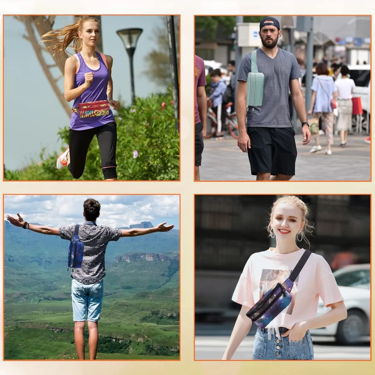 Goothdurs Fanny Pack for Women Men Fashion Waist Bag Waterproof Hip Bum Bag with Adjustable Belt for Running Travel Hiking Cycling Money