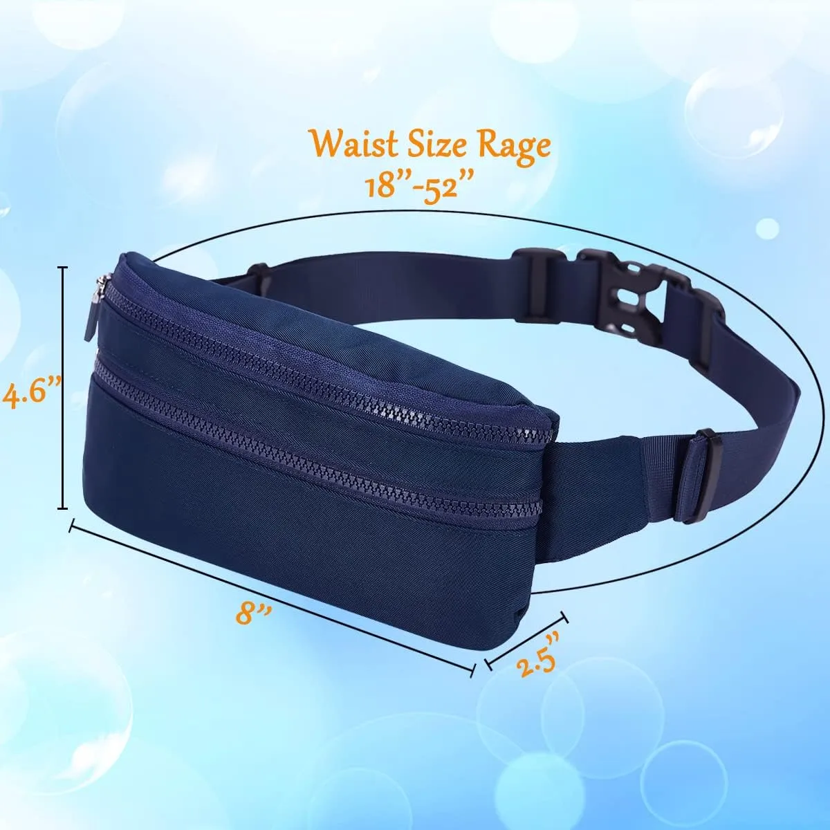 Goothdurs Fanny Pack for Women Men Fashion Waist Bag Waterproof Hip Bum Bag with Adjustable Belt for Running Travel Hiking Cycling Money