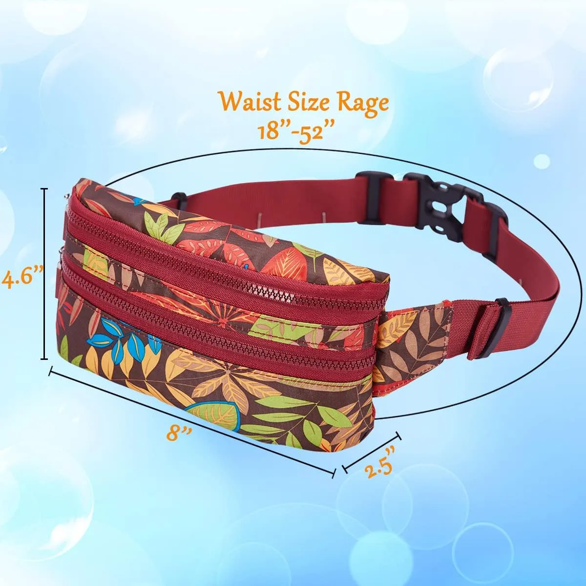 Goothdurs Fanny Pack for Women Men Fashion Waist Bag Waterproof Hip Bum Bag with Adjustable Belt for Running Travel Hiking Cycling Money