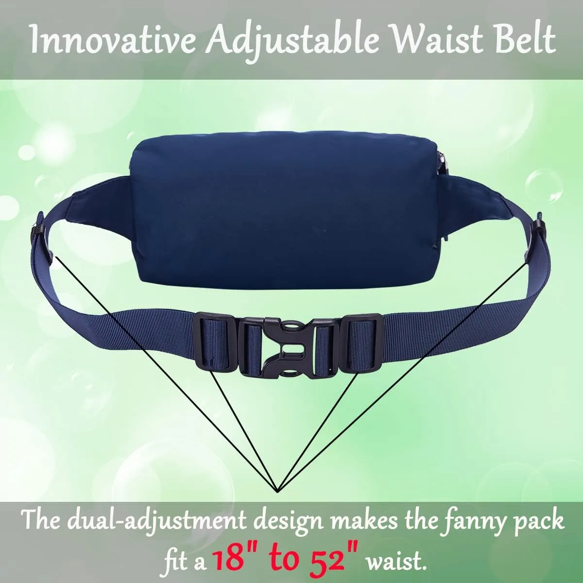 Goothdurs Fanny Pack for Women Men Fashion Waist Bag Waterproof Hip Bum Bag with Adjustable Belt for Running Travel Hiking Cycling Money