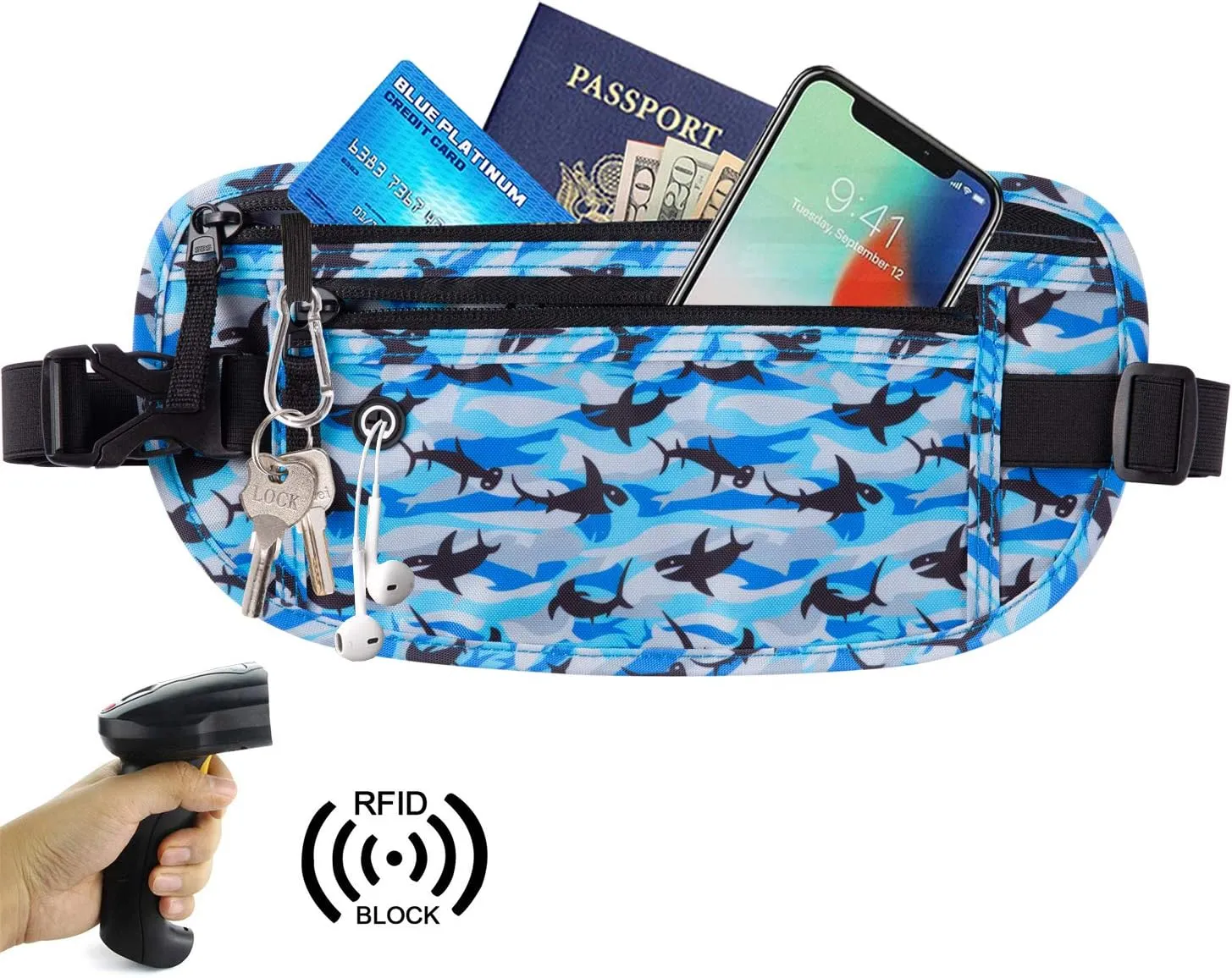 Goothdurs Travel Fanny Pack Money Belt Travel Wallet for Women and Men with RFID Blocking Slim Waist Bag (2020 New Model)