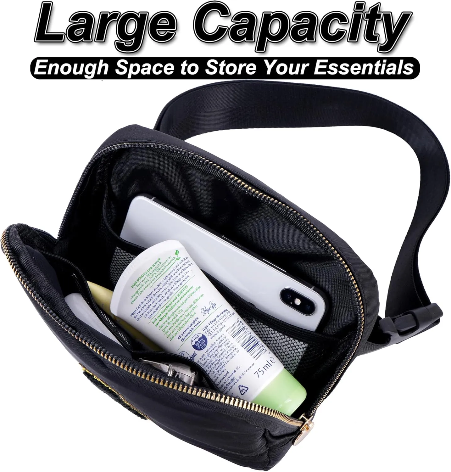Graduation Gifts for Him - Men's Crossbody Belt Sling Waist Travel Sport Running Bag, Black