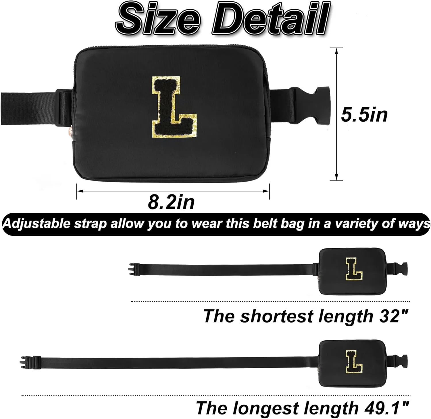 Graduation Gifts for Him - Men's Crossbody Belt Sling Waist Travel Sport Running Bag, Black