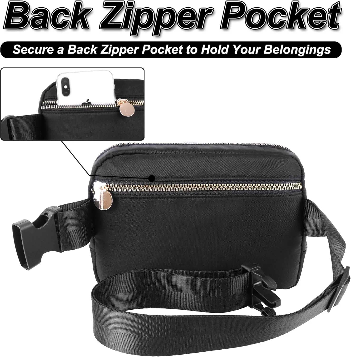 Graduation Gifts for Him - Men's Crossbody Belt Sling Waist Travel Sport Running Bag, Black