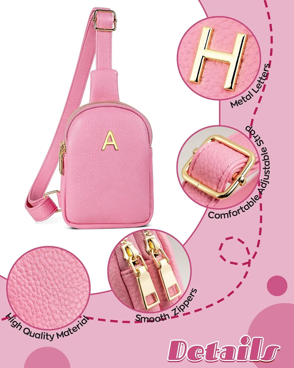 Graduation Gifts, Initial Crossbody Bags for Women Girls, Lightweight Mini Shoulder Bag, Leather Waterproof Sling Bag, Monogrammed Gifts for Teens, Cute Trendy Stuff, Travel Essentials