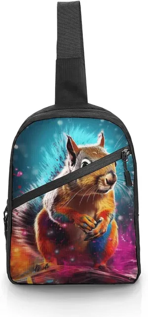 Graffiti Cute Chipmunk Sling Bag for Men Women Lightweight Crossbody Backpack Shoulder Bag for Sports And Outdoor