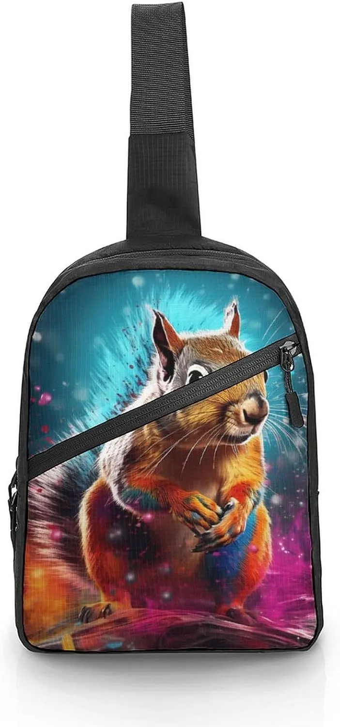 Graffiti Cute Chipmunk Sling Bag for Men Women Lightweight Crossbody Backpack Shoulder Bag for Sports And Outdoor