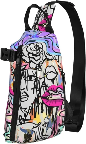 Graffiti Sling Backpack Graffiti Gifts Crossbody Bag For Women Men Sling Bag Travel Hiking Chest Bag Unisex