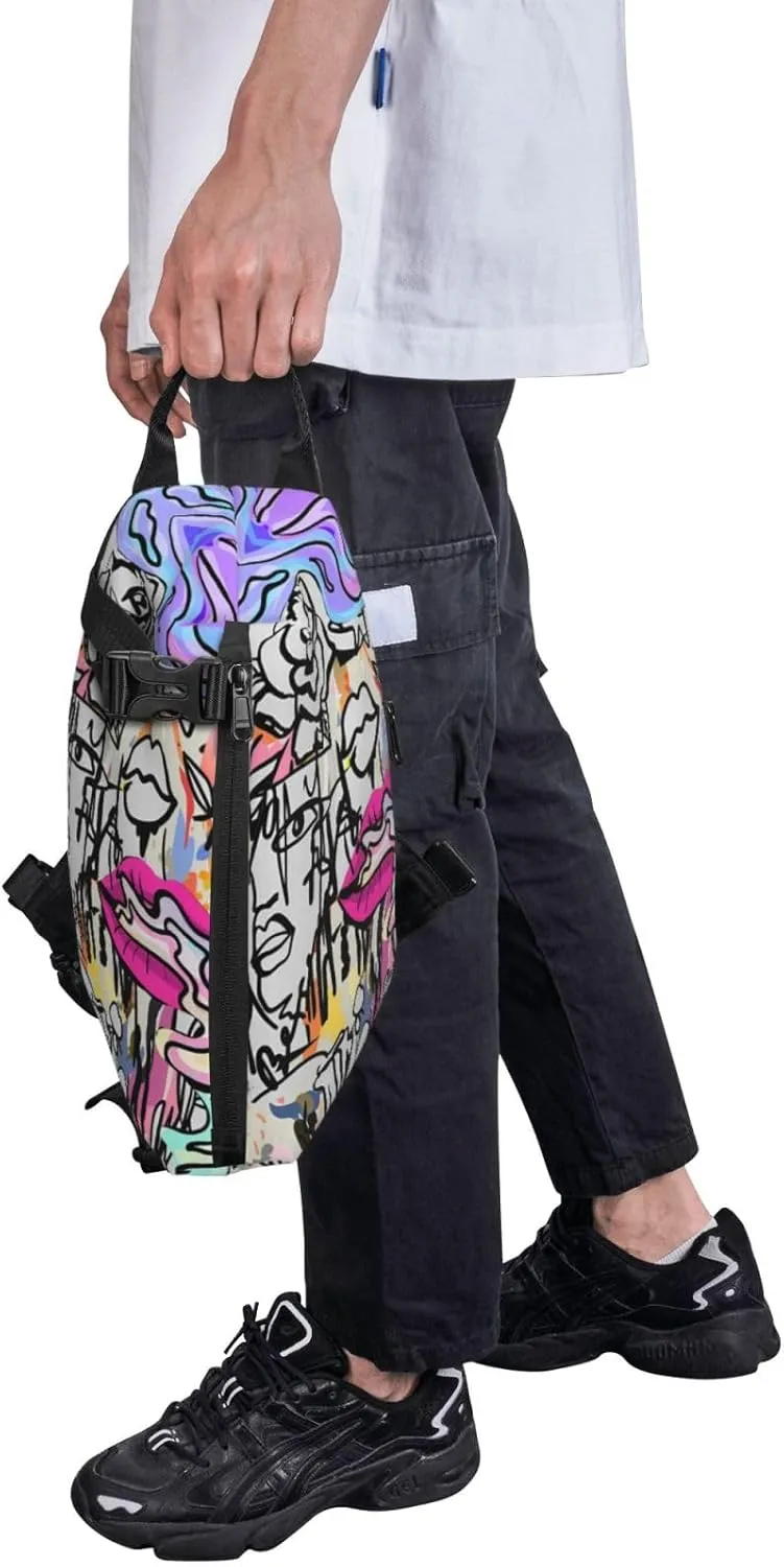 Graffiti Sling Backpack Graffiti Gifts Crossbody Bag For Women Men Sling Bag Travel Hiking Chest Bag Unisex