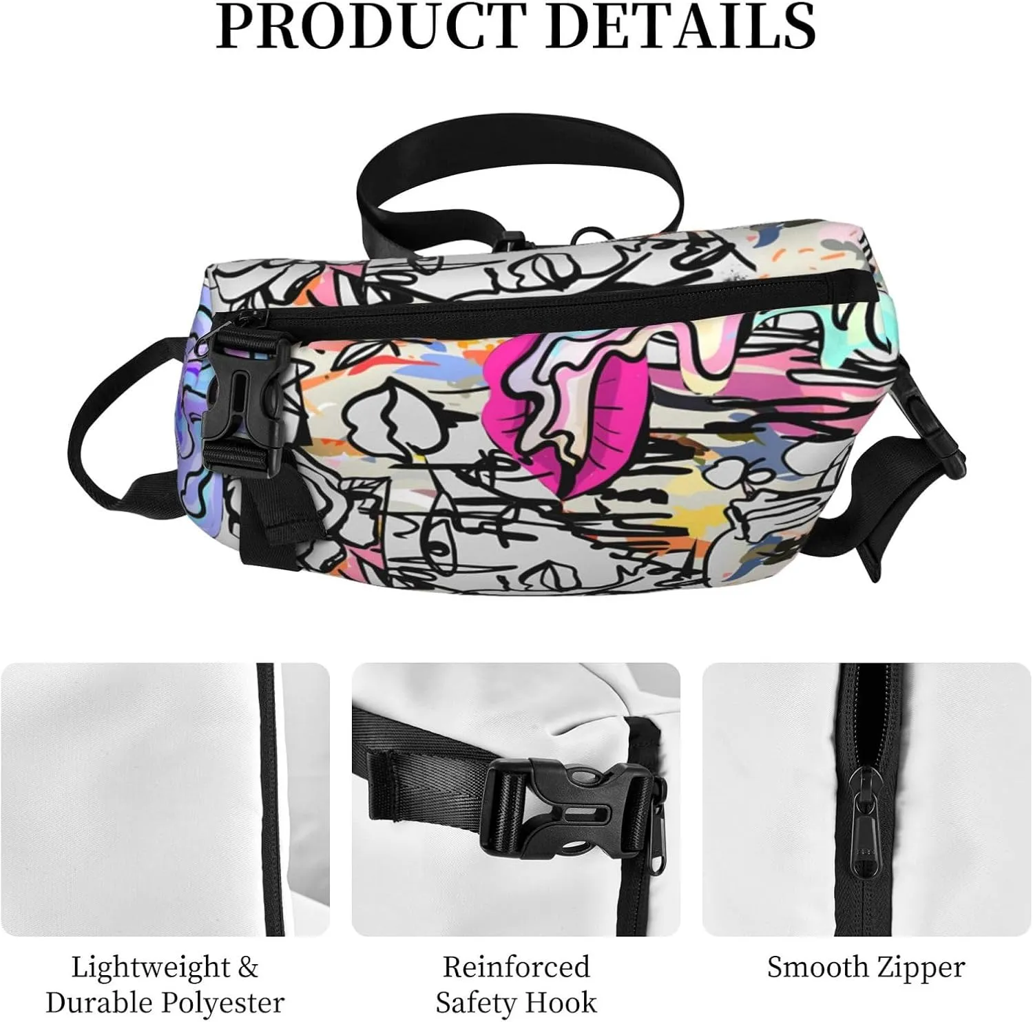 Graffiti Sling Backpack Graffiti Gifts Crossbody Bag For Women Men Sling Bag Travel Hiking Chest Bag Unisex