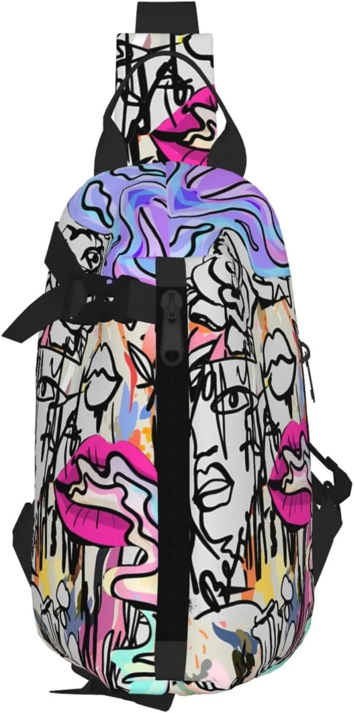 Graffiti Sling Backpack Graffiti Gifts Crossbody Bag For Women Men Sling Bag Travel Hiking Chest Bag Unisex
