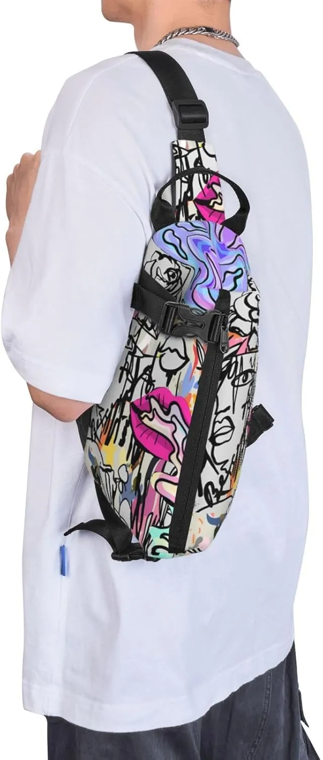 Graffiti Sling Backpack Graffiti Gifts Crossbody Bag For Women Men Sling Bag Travel Hiking Chest Bag Unisex