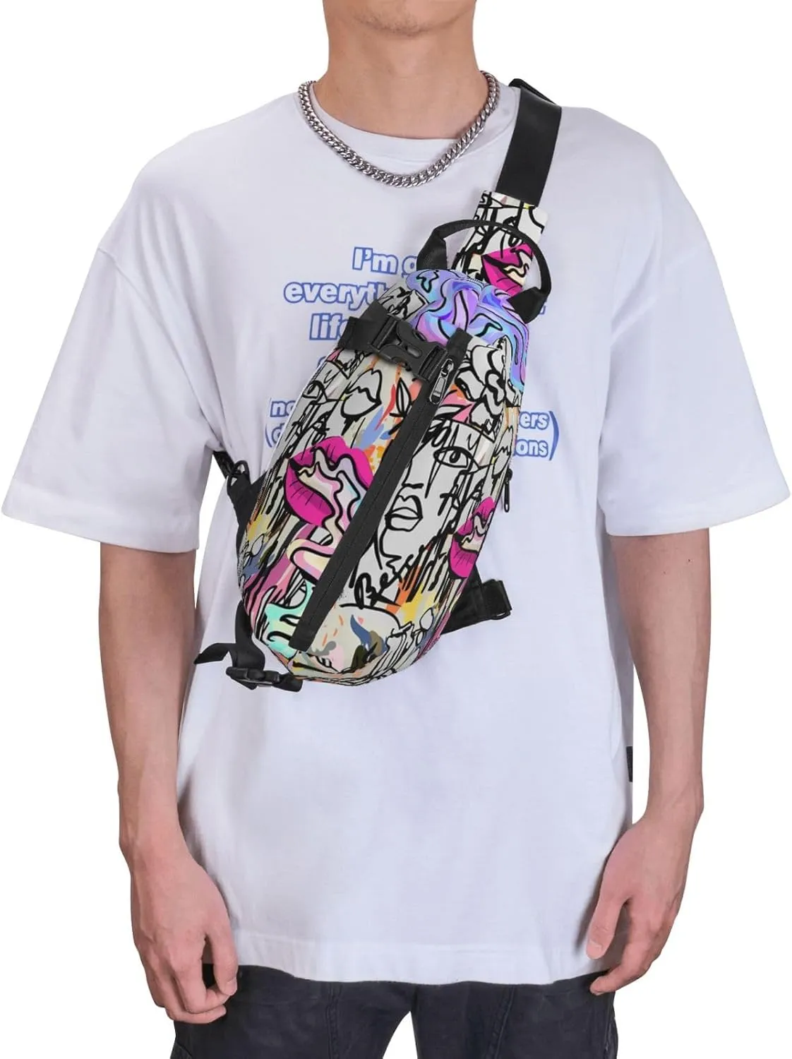 Graffiti Sling Backpack Graffiti Gifts Crossbody Bag For Women Men Sling Bag Travel Hiking Chest Bag Unisex
