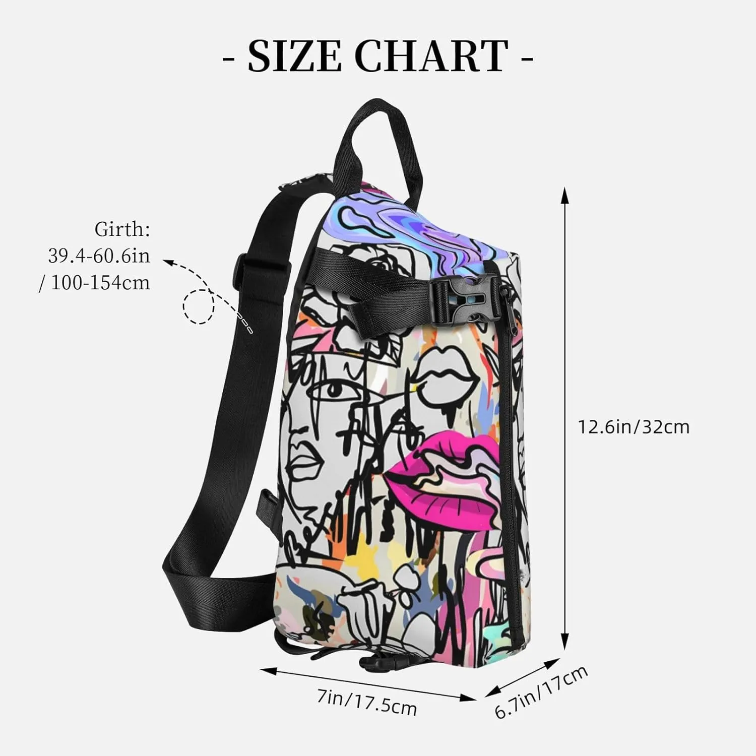 Graffiti Sling Backpack Graffiti Gifts Crossbody Bag For Women Men Sling Bag Travel Hiking Chest Bag Unisex