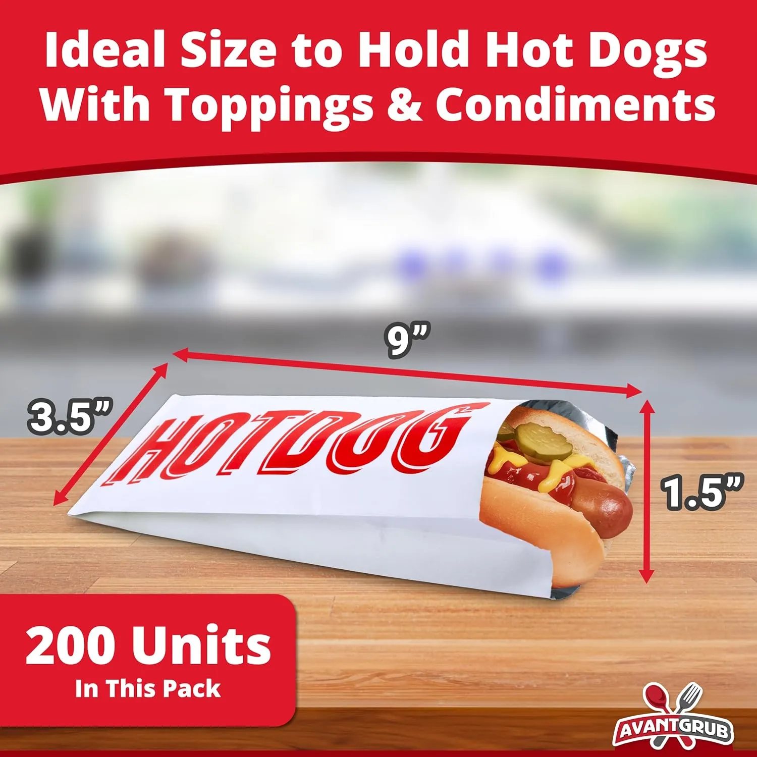 Grease-proof, Warming Foil Hotdog Wrapper Bags 200pk. Classic HotDog Bags in Aluminum Wrap, Keep Hot Dog Warm and Fresh. Super Durable Perfect Party Supplies for Carnival, Fundraiser, Concession Stand