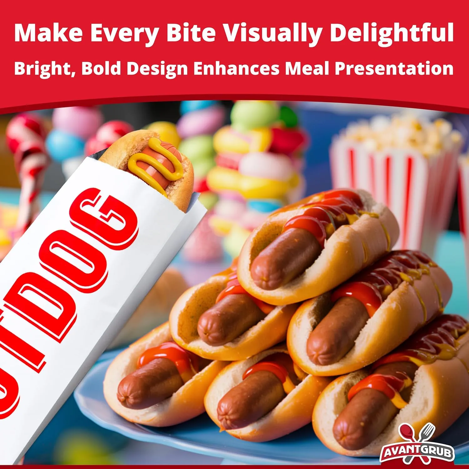 Grease-proof, Warming Foil Hotdog Wrapper Bags 200pk. Classic HotDog Bags in Aluminum Wrap, Keep Hot Dog Warm and Fresh. Super Durable Perfect Party Supplies for Carnival, Fundraiser, Concession Stand