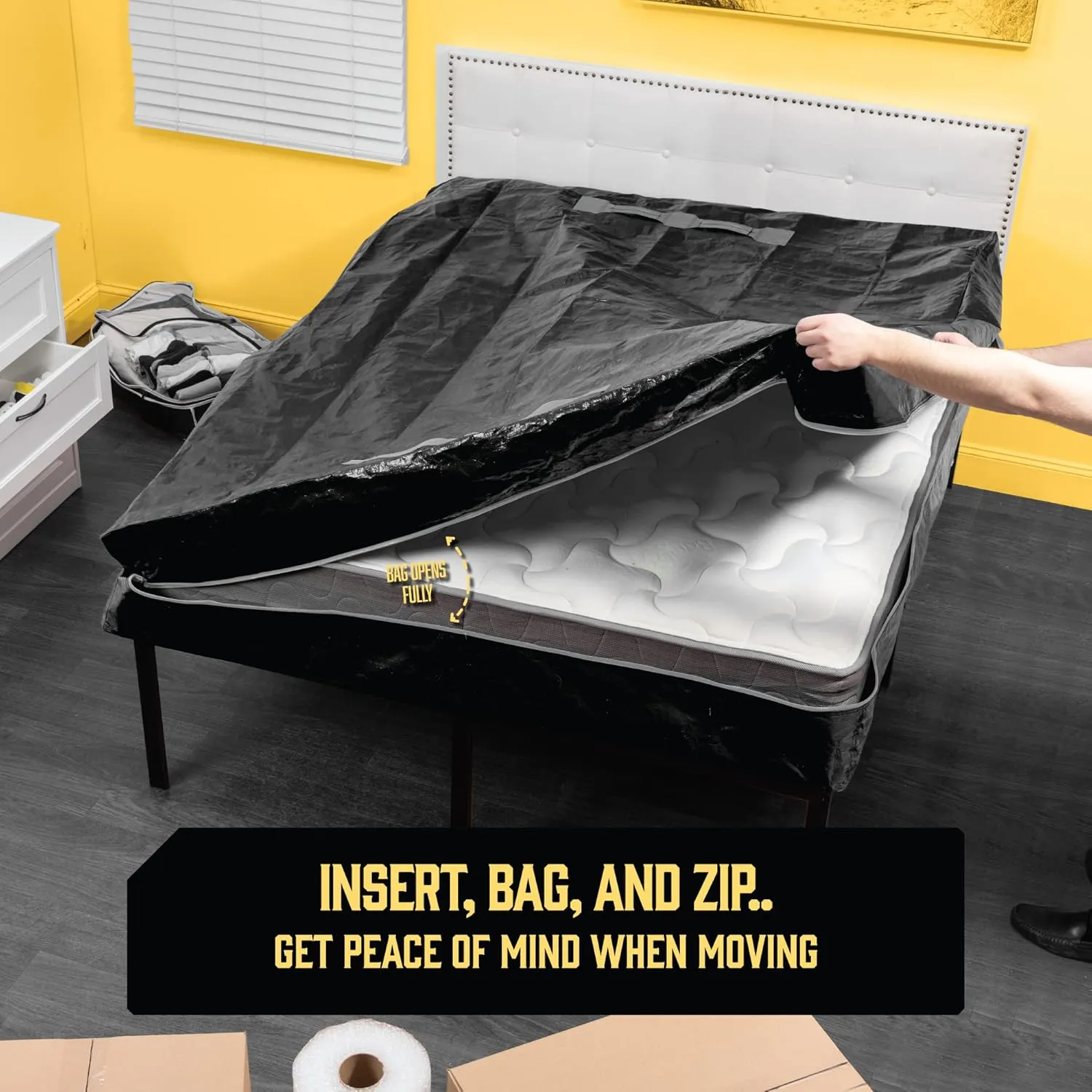 Greatjob Mattress Bags with 8 Handles - Full Size - Extra-Thick Storage with Zipper
