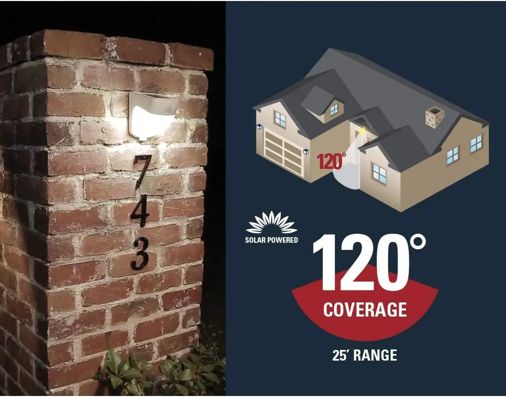 HALO Solar Outdoor LED Light – Motion Sensor – Flood & Security Wedge Light – 120 Degree Coverage - White