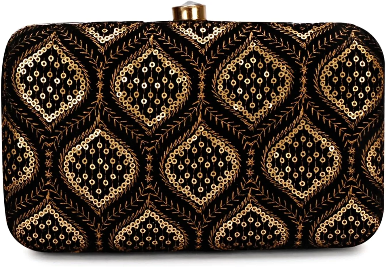 Hand Crafted Designer Box Clutch, Zari Embroidery Clutch - Hand Clutch For Women
