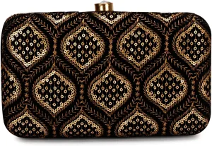Hand Crafted Designer Box Clutch, Zari Embroidery Clutch - Hand Clutch For Women
