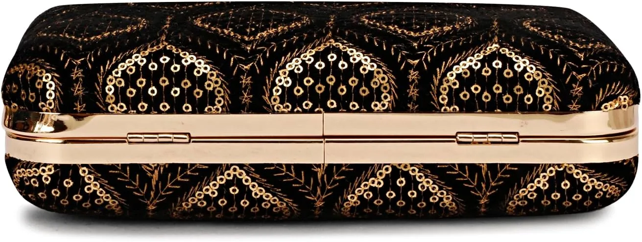 Hand Crafted Designer Box Clutch, Zari Embroidery Clutch - Hand Clutch For Women