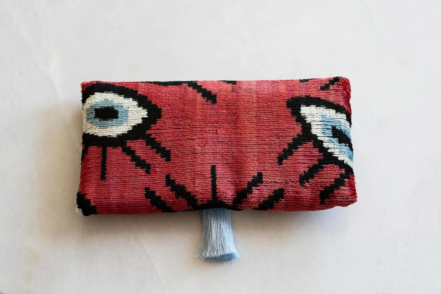 Handmade Ikat Mini Clutch Purse with Tassel for Women, Kayla Clutch Bag with Tassel