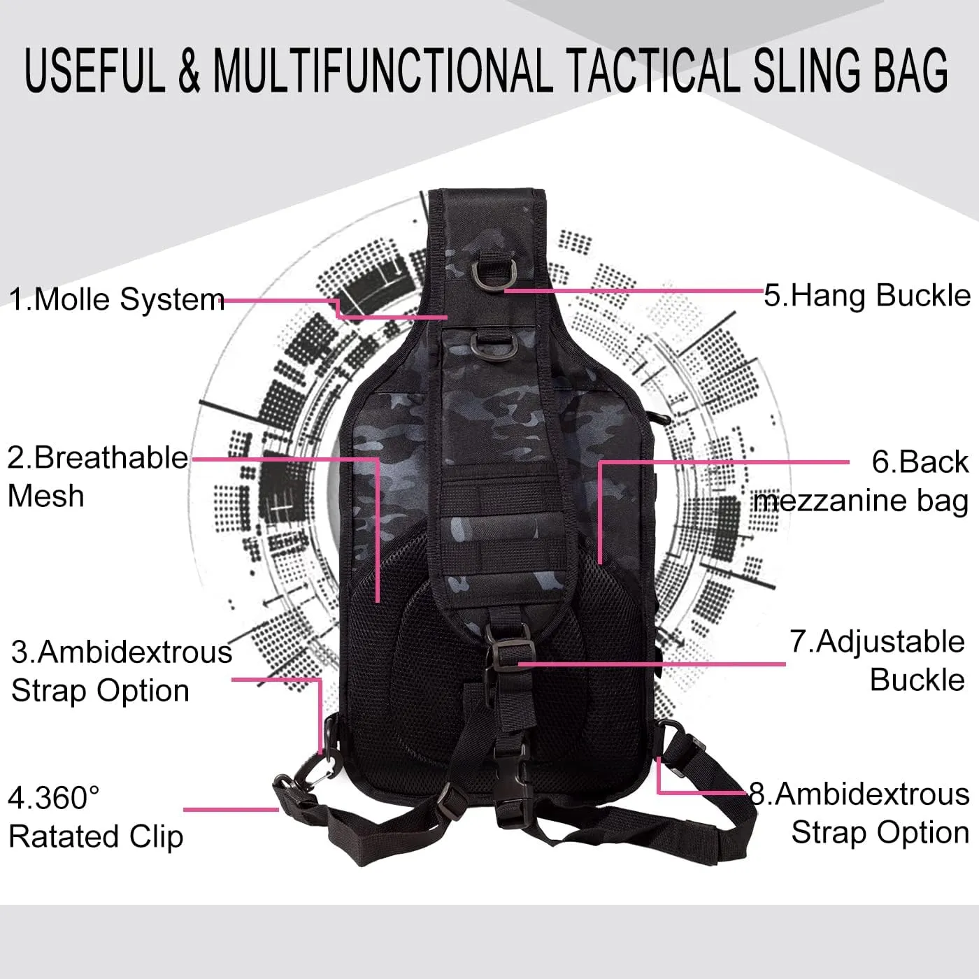 HAOMUK Tactical Sling Bag Pack Military Rover Shoulder Sling Backpack EDC Molle Assault Range Bag