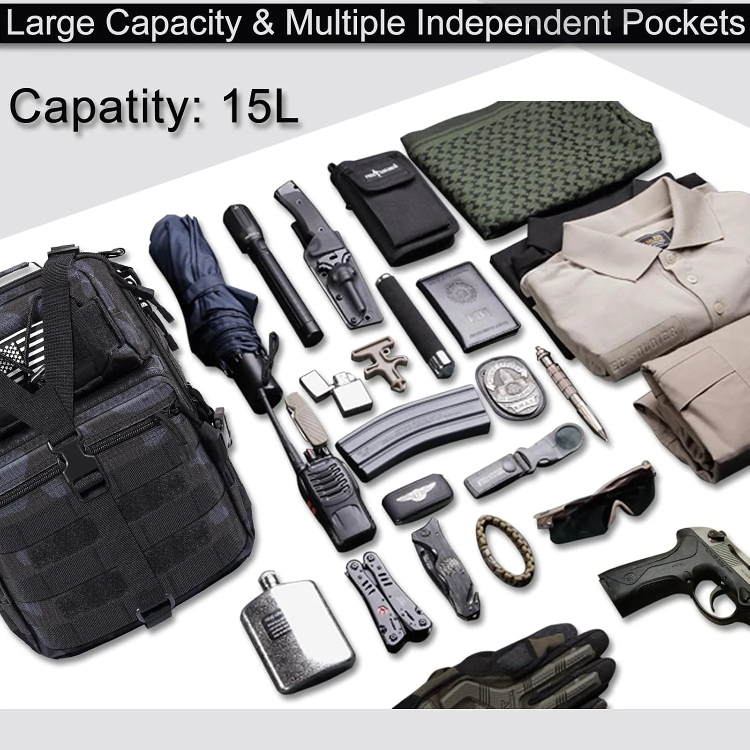 HAOMUK Tactical Sling Bag Pack Military Rover Shoulder Sling Backpack EDC Molle Assault Range Bag