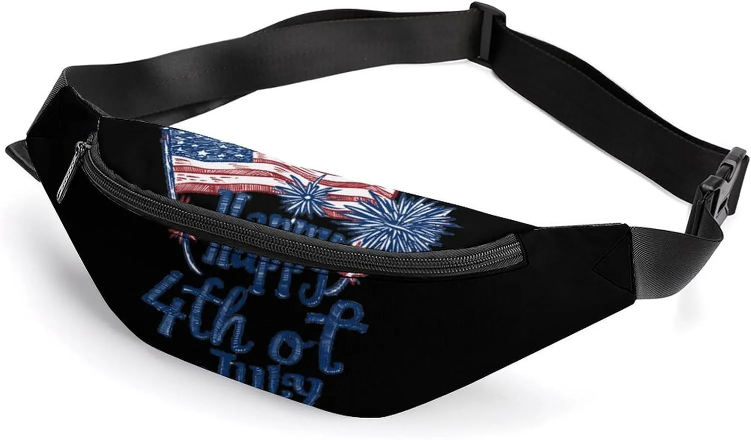 Happy 4th of July Crossbody Fanny Pack Waist Packs Adjustable Shoulder Bags Sling Bag for Hiking Running Cycling