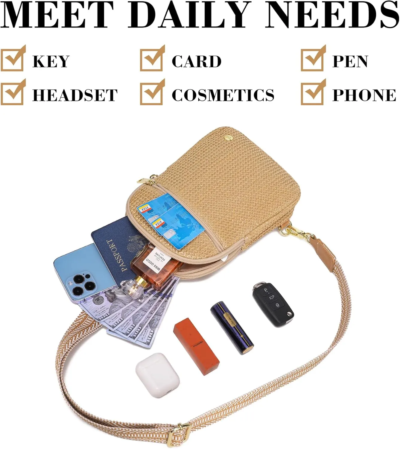 Haytijoe Straw Bag Summer Small Sling Bag Crossbody Bags for Women Beach Bags Fanny Packs