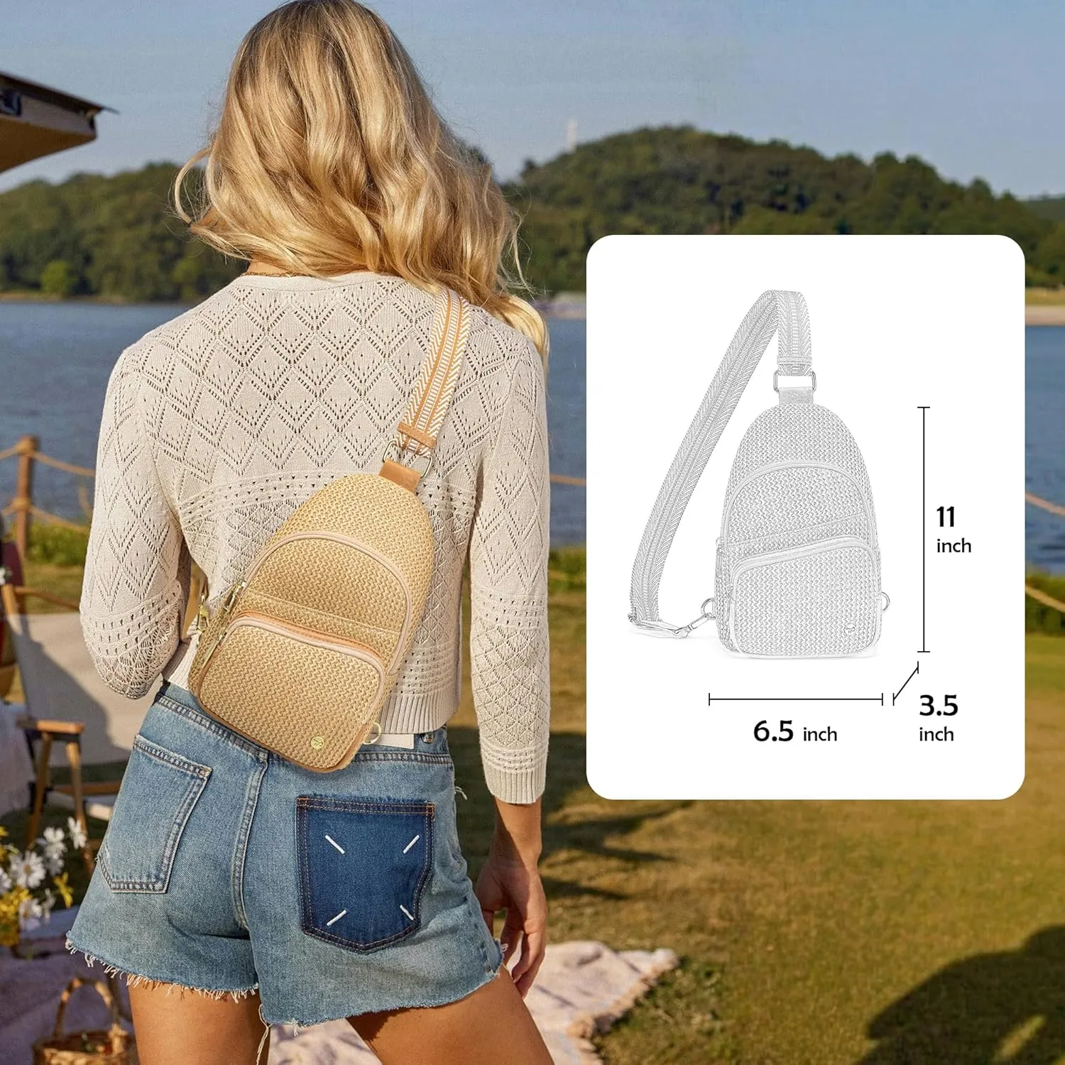 Haytijoe Straw Bag Summer Small Sling Bag Crossbody Bags for Women Beach Bags Fanny Packs