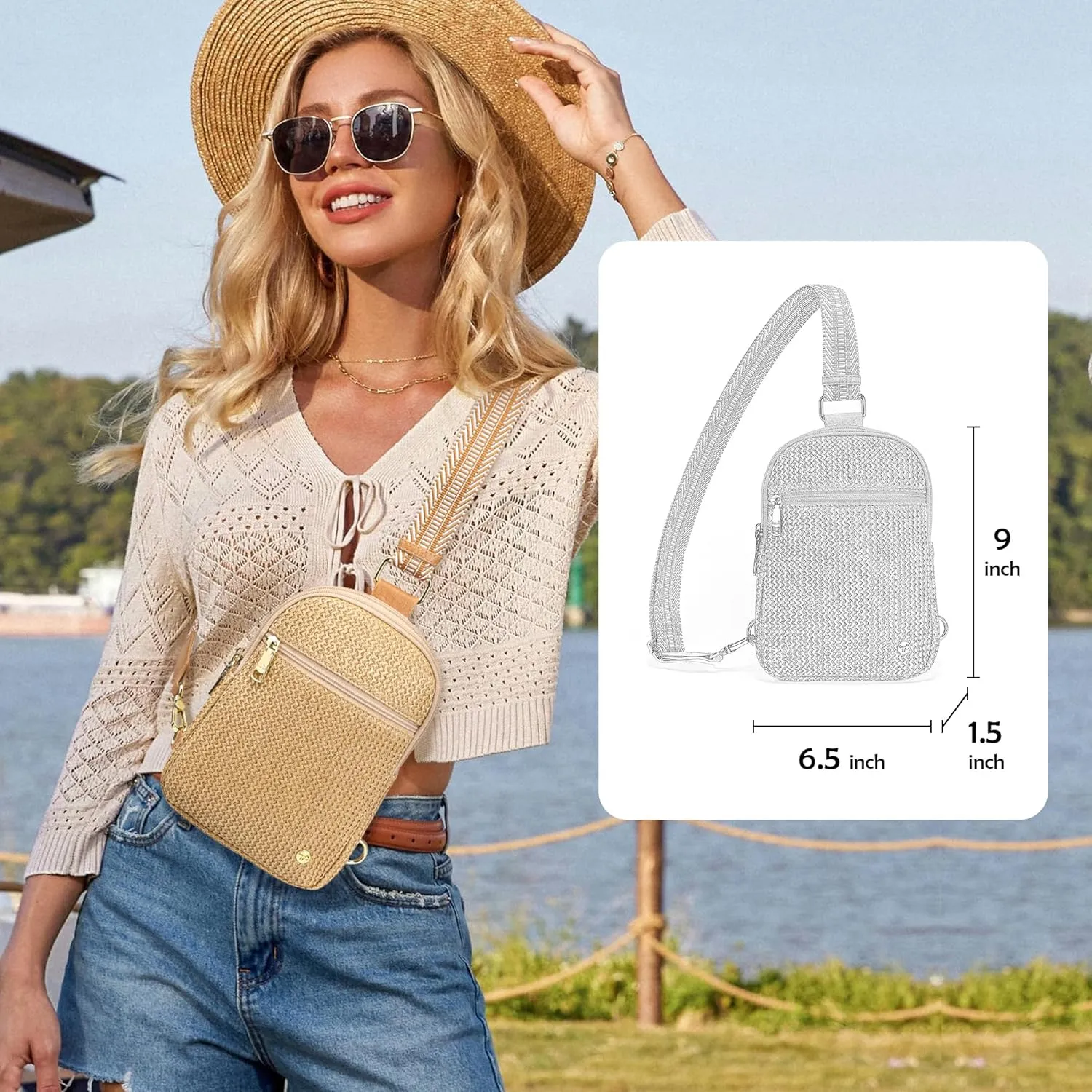 Haytijoe Straw Bag Summer Small Sling Bag Crossbody Bags for Women Beach Bags Fanny Packs