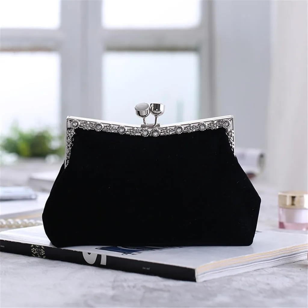 HBJWOV Women's Clutch Evening Bag Single Shoulder Cross Large Red Wedding Velvet Bag