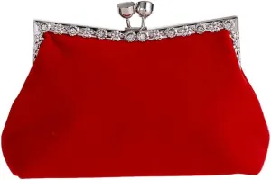 HBJWOV Women's Clutch Evening Bag Single Shoulder Cross Large Red Wedding Velvet Bag