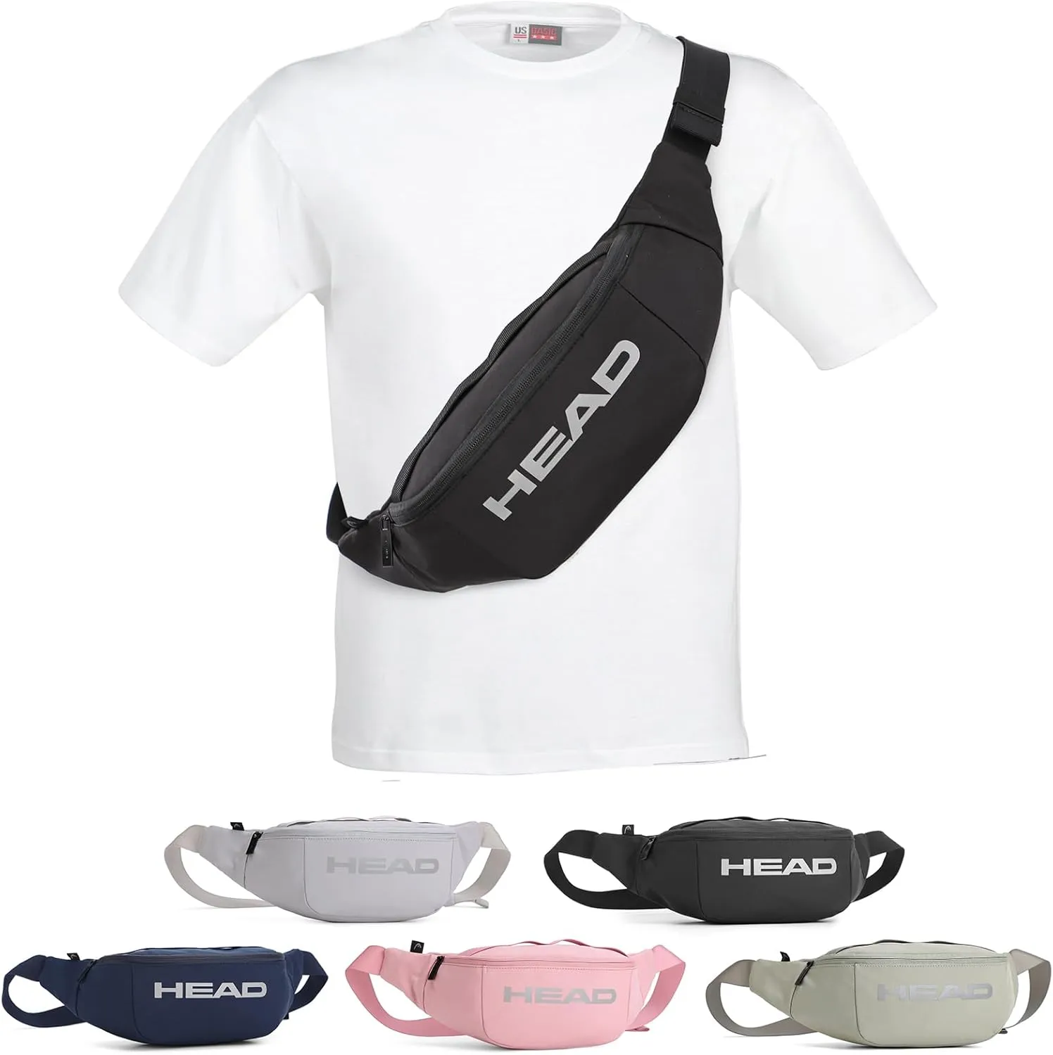 HEAD Waterproof Fanny Pack for Men Women, Crossbody Waist Bag Pack Belt Bag for Travel/Running, Sport Gym Chest Bags for Cycling/Hiking/Walking (Black)
