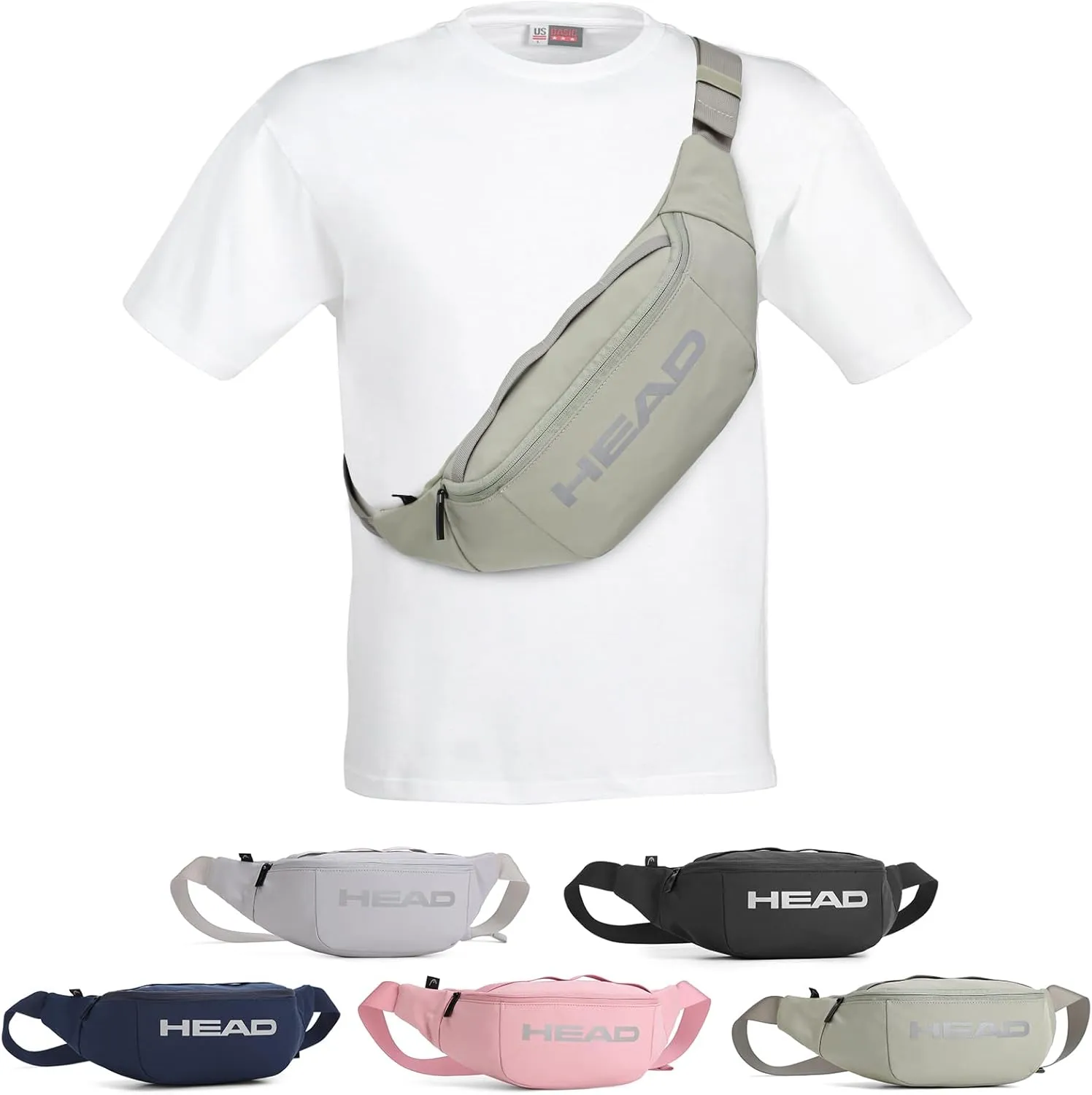 HEAD Waterproof Fanny Pack for Men Women, Crossbody Waist Bag Pack Belt Bag for Travel/Running, Sport Gym Chest Bags for Cycling/Hiking/Walking (Green)
