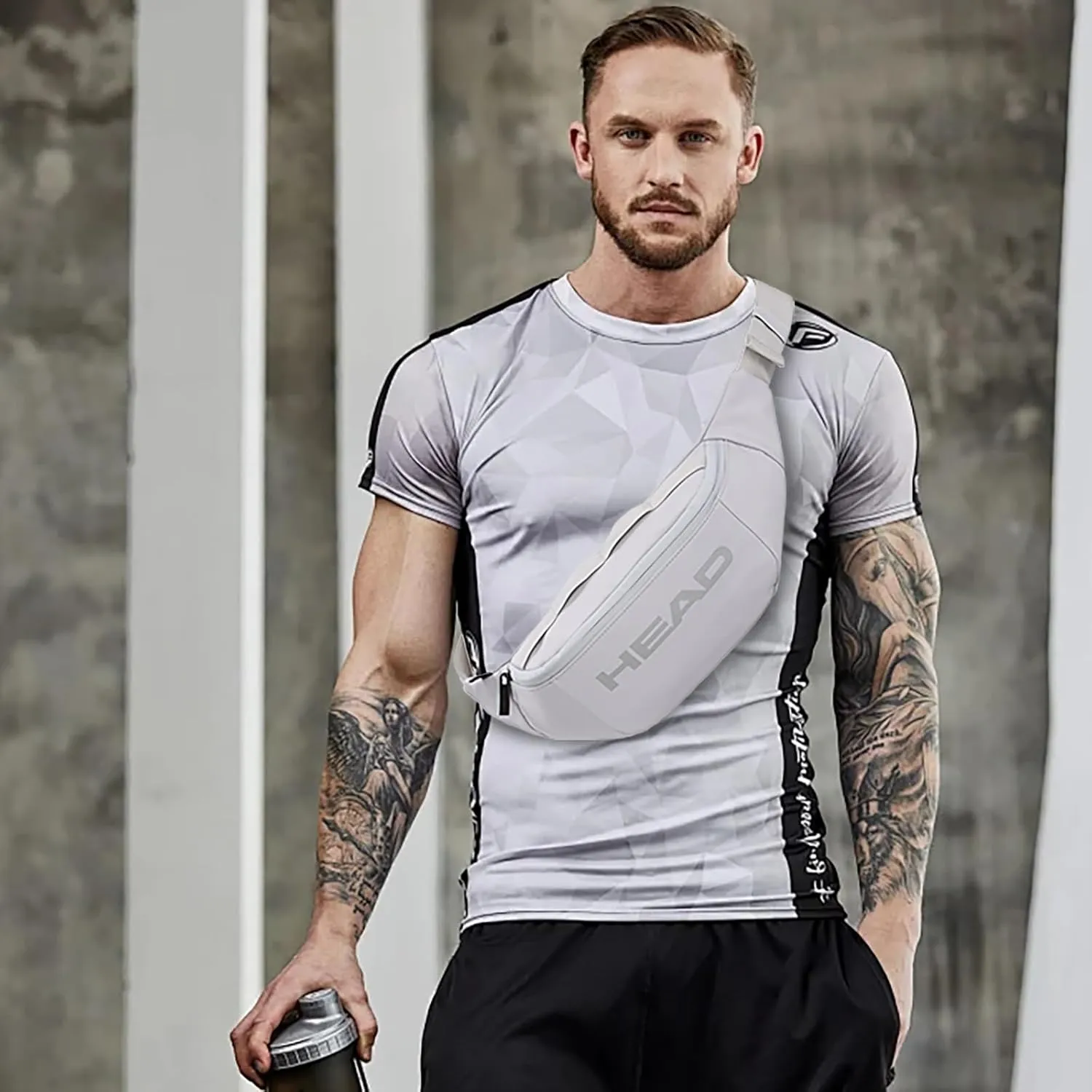 HEAD Waterproof Fanny Pack for Men Women, Crossbody Waist Bag Pack Belt Bag for Travel/Running, Sport Gym Chest Bags for Cycling/Hiking/Walking (Grey)