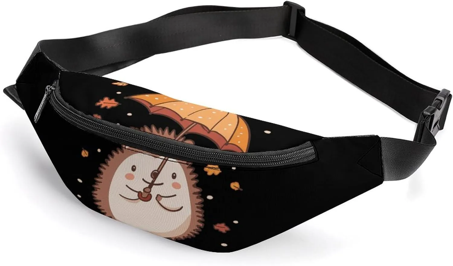 Hedgehog Holding An Umbrella Crossbody Fanny Pack Waist Packs Adjustable Shoulder Bags Sling Bag for Hiking Running Cycling